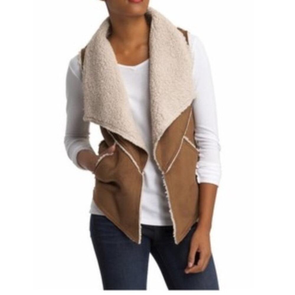 Sanctuary Western Faux Suede Sherpa Fleece Vest Size Small